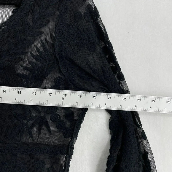 Express Dress Women's Sz Small Solid Black Lace Lined Scoop Neckline Embroidered - Picture 3 of 13